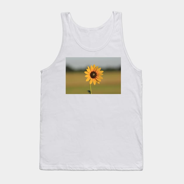 Kansas Wild Sunflower with a green background with sky. Tank Top by ROBERTDBROZEK
